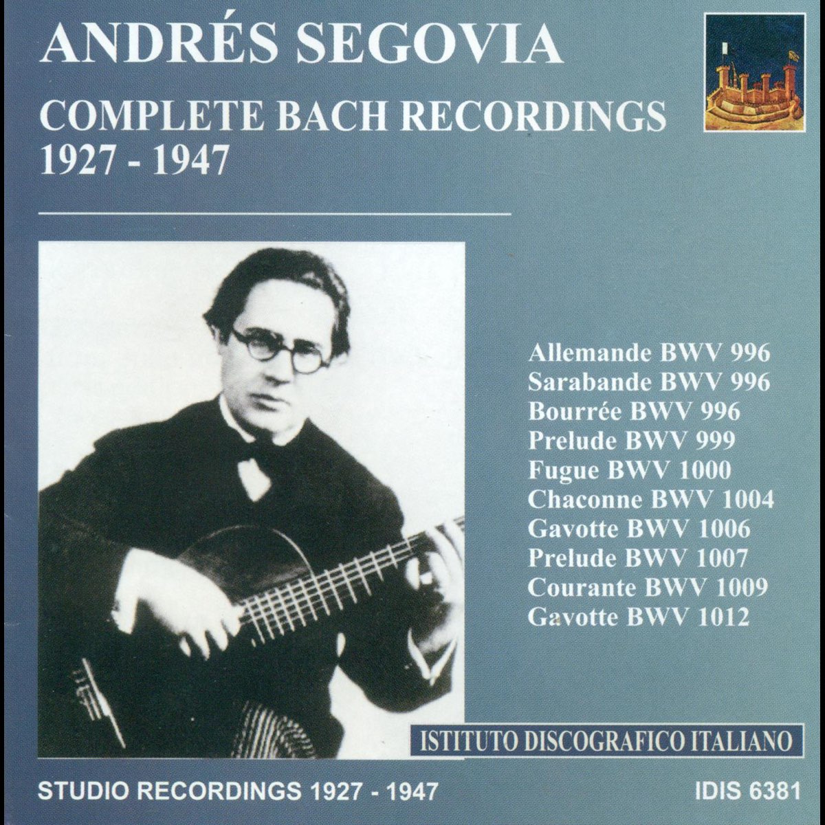 Guitar Recital Segovia Andres Bach J S Complete Bach Recordings