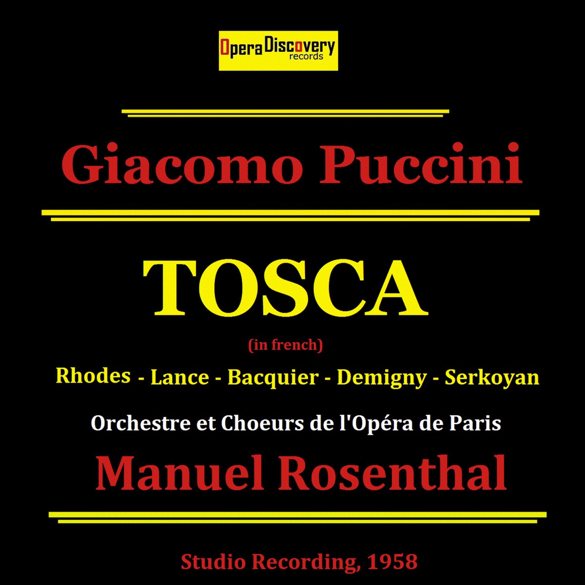 Puccini Tosca Remastered Sung In French By Jane Rhodes Albert