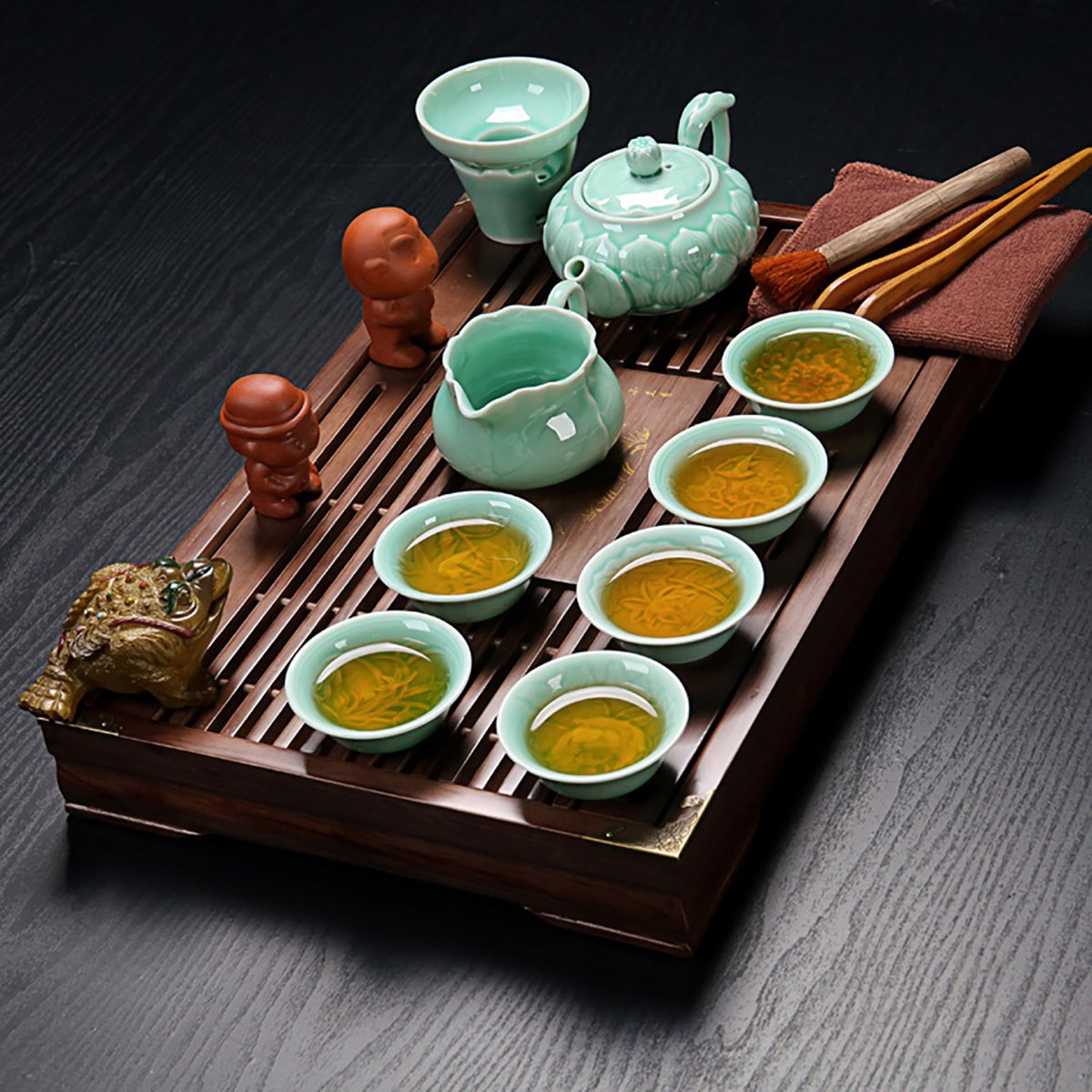 Чайная церемония цены. Походный набор для чайной церемонии "Turquoise Dragon", 12 предметов, MAXXMALUS. Набор для чайной церемонии китайский. Посуда для чайной церемонии. Набор для чаепития китайский.