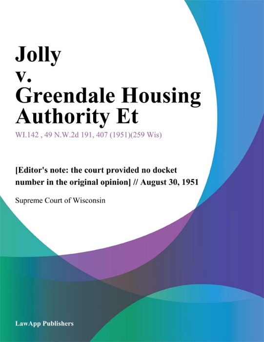 Jolly v. Greendale Housing Authority Et