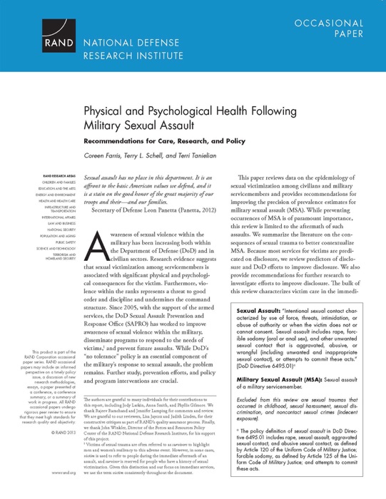 Physical and Psychological Health Following Military Sexual Assault