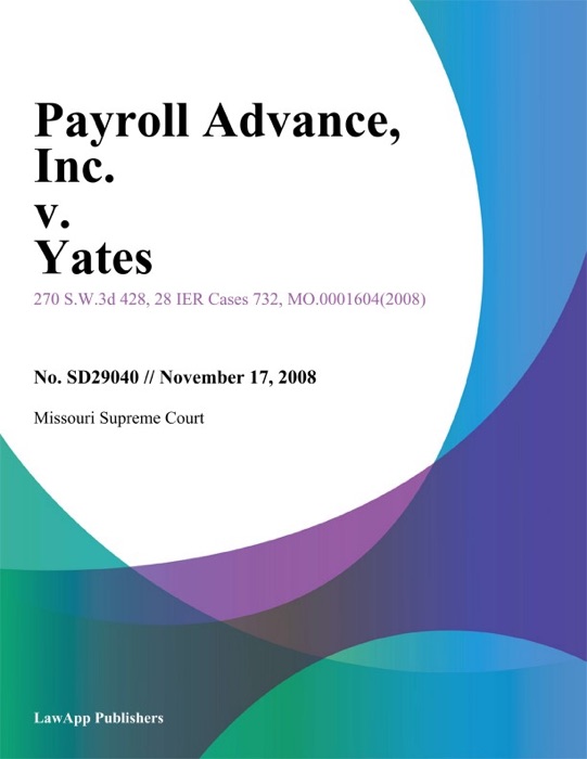 Payroll Advance, Inc. v. Yates