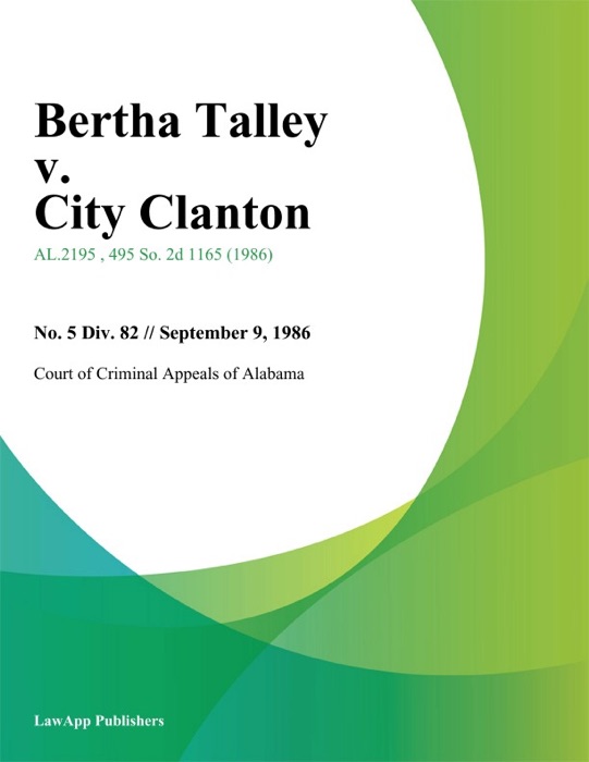 Bertha Talley v. City Clanton