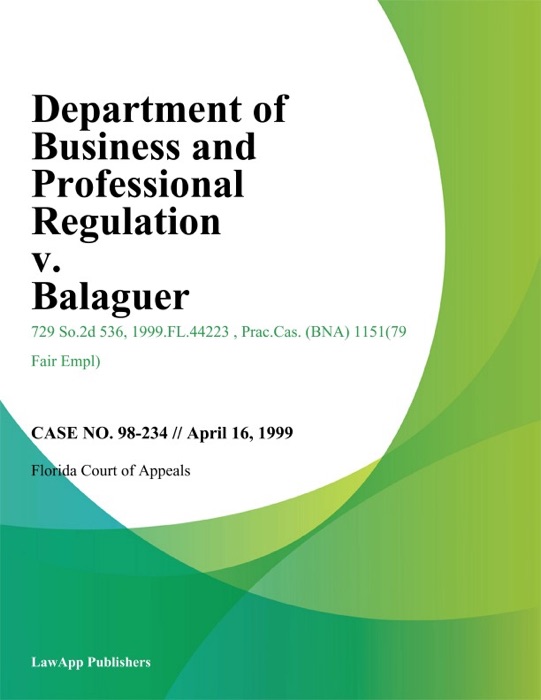 Department of Business and Professional Regulation v. Balaguer