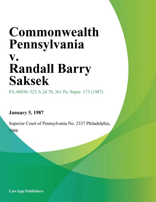 Commonwealth Pennsylvania v. Randall Barry Saksek