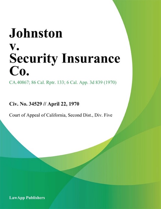 Johnston V. Security Insurance Co.