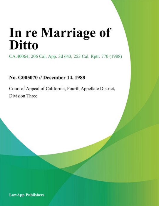 In Re Marriage Of Ditto