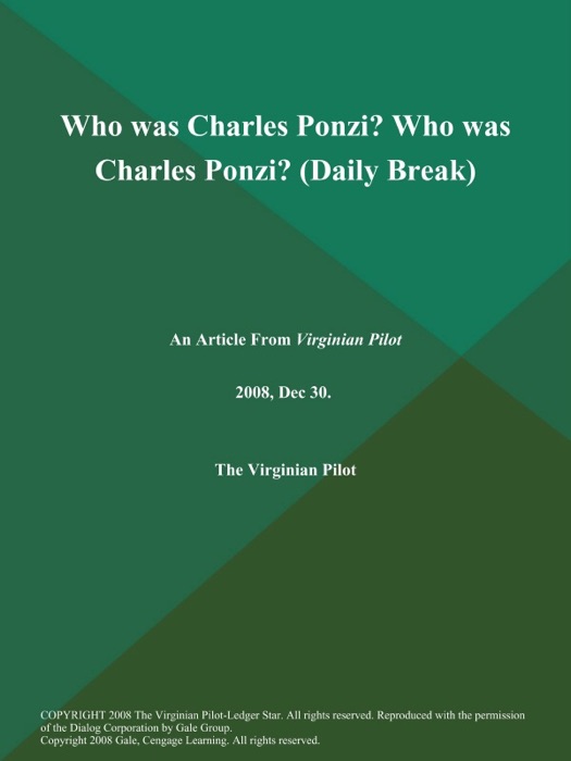 Who was Charles Ponzi? Who was Charles Ponzi? (Daily Break)