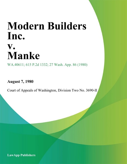 Modern Builders Inc. V. Manke