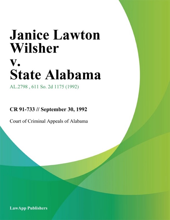 Janice Lawton Wilsher v. State Alabama