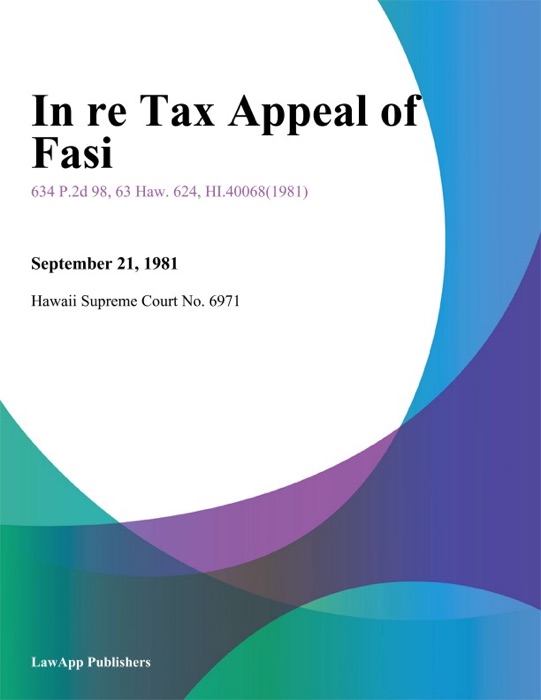 In Re Tax Appeal Of Fasi