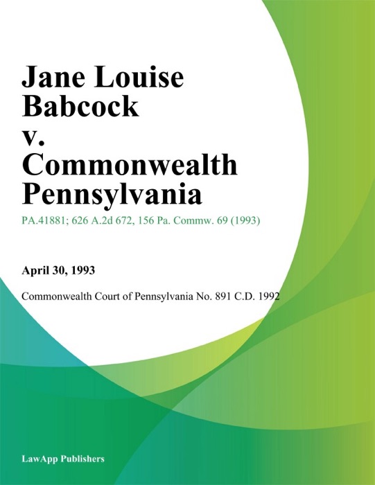 Jane Louise Babcock v. Commonwealth Pennsylvania