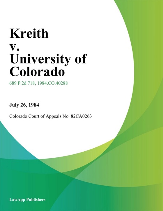 Kreith v. University of Colorado