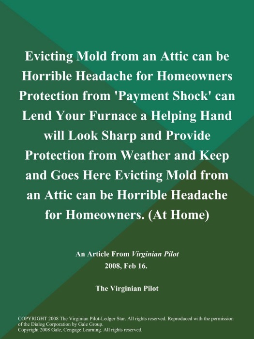 Evicting Mold from an Attic can be Horrible Headache for Homeowners Protection from 'Payment Shock' can Lend Your Furnace a Helping Hand will Look Sharp and Provide Protection from Weather and Keep and Goes Here Evicting Mold from an Attic can be Horrible Headache for Homeowners (At Home)