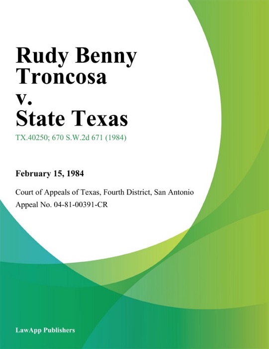 Rudy Benny Troncosa v. State Texas