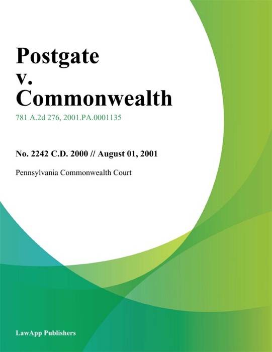 Postgate v. Commonwealth