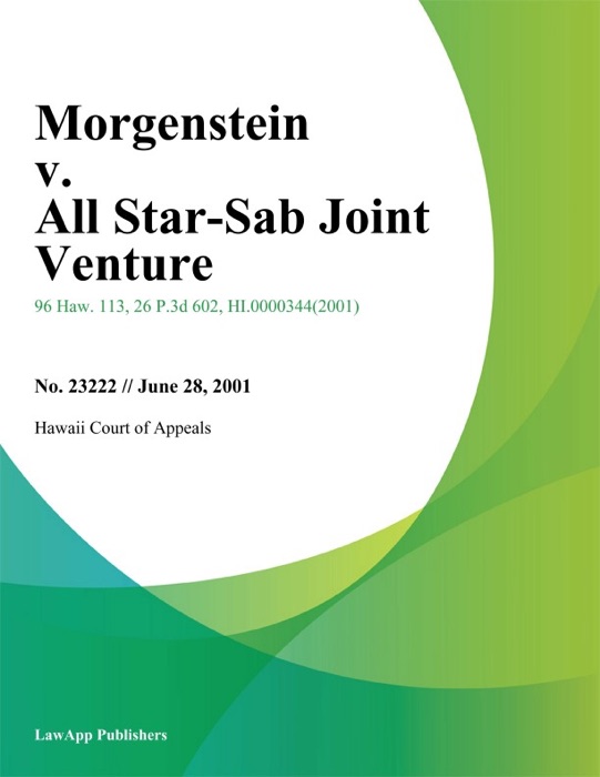 Morgenstein v. All Star-Sab Joint Venture