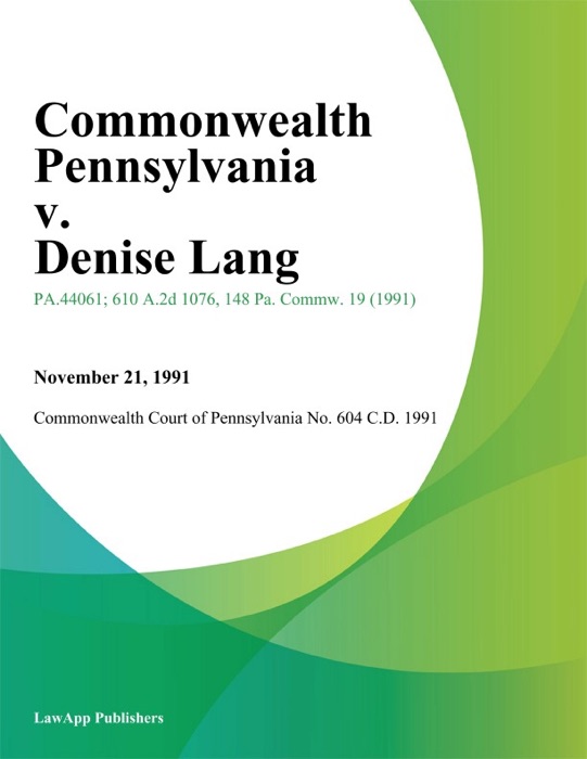 Commonwealth Pennsylvania v. Denise Lang (Evancho)