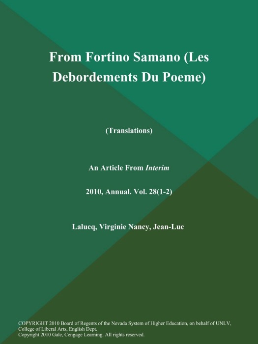 From Fortino Samano (Les Debordements Du Poeme) (Translations)