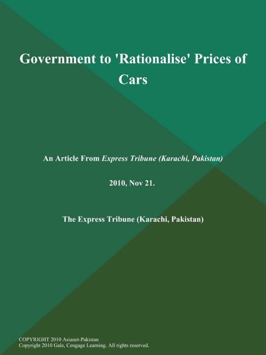 Government to 'Rationalise' Prices of Cars