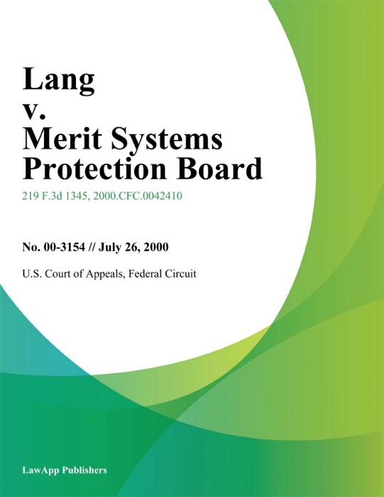 Lang v. Merit Systems Protection Board