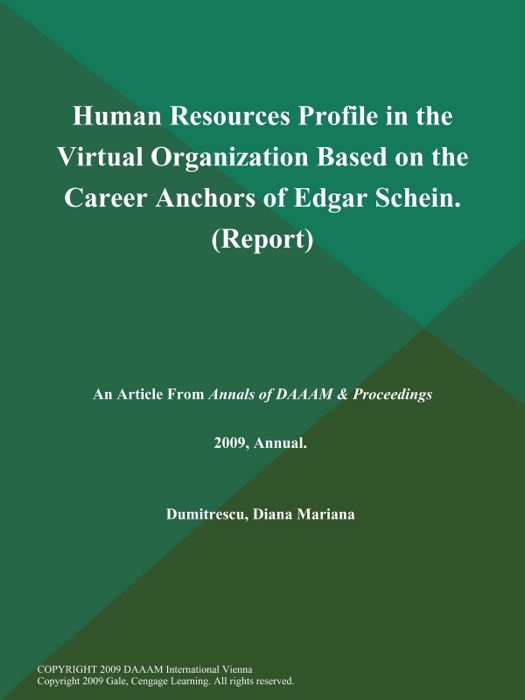 Human Resources Profile in the Virtual Organization Based on the Career Anchors of Edgar Schein (Report)