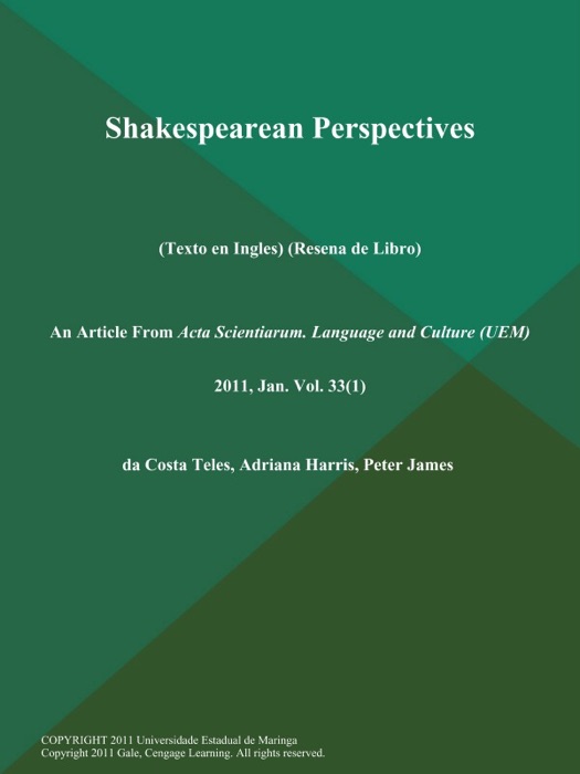 Shakespearean Perspectives (Texto en Ingles) (Resena de Libro)
