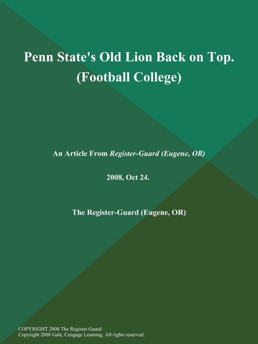 Penn State's Old Lion Back on Top (Football College)