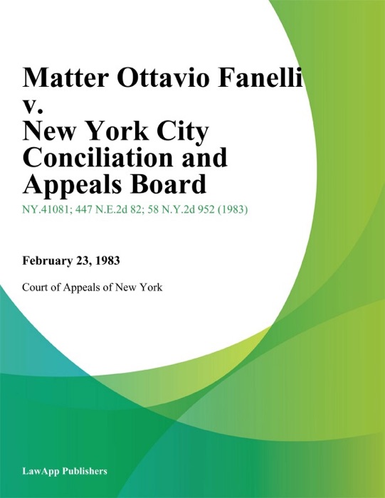 Matter Ottavio Fanelli v. New York City Conciliation And Appeals Board