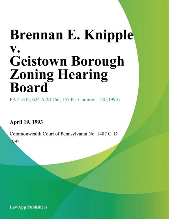 Brennan E. Knipple v. Geistown Borough Zoning Hearing Board