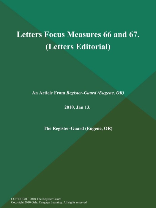 Letters Focus Measures 66 and 67 (Letters Editorial)