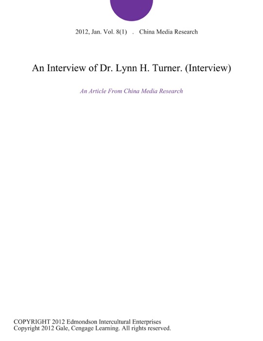 An Interview of Dr. Lynn H. Turner (Interview)