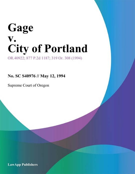 Gage V. City Of Portland