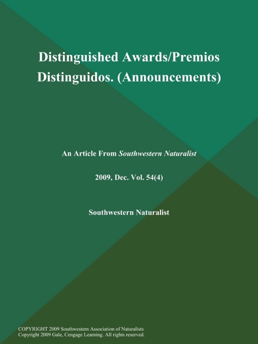 Distinguished Awards/Premios Distinguidos (Announcements)