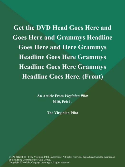 Get the DVD Head Goes Here and Goes Here and Grammys Headline Goes Here and Here Grammys Headline Goes Here Grammys Headline Goes Here Grammys Headline Goes Here (Front)