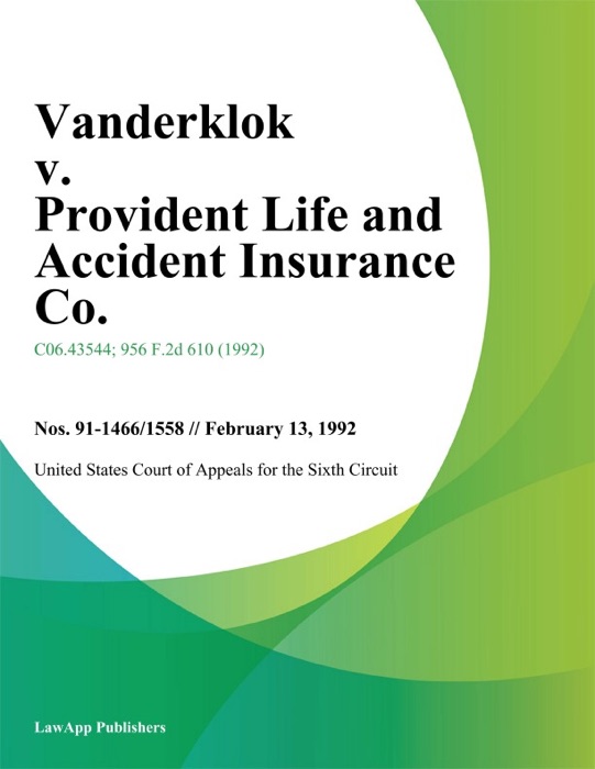 Vanderklok V. Provident Life And Accident Insurance Co.