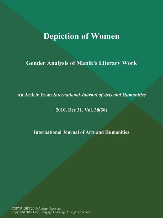 Depiction of Women: Gender Analysis of Manik's Literary Work