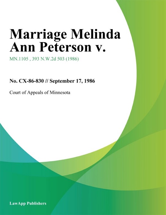 Marriage Melinda Ann Peterson V.