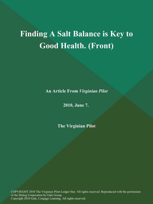 Finding A Salt Balance is Key to Good Health (Front)