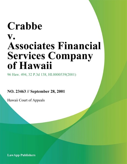 Crabbe v. Associates Financial Services Company of Hawaii