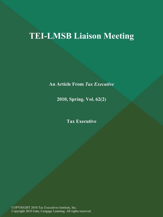 TEI-LMSB Liaison Meeting