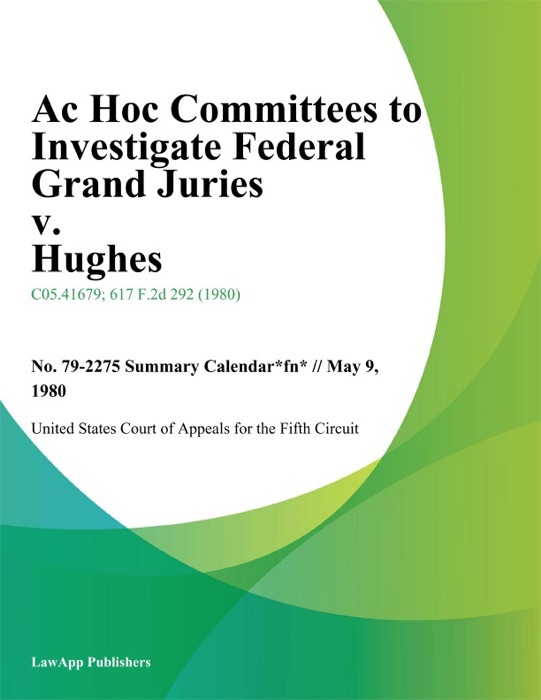 Ac Hoc Committees to Investigate Federal Grand Juries v. Hughes