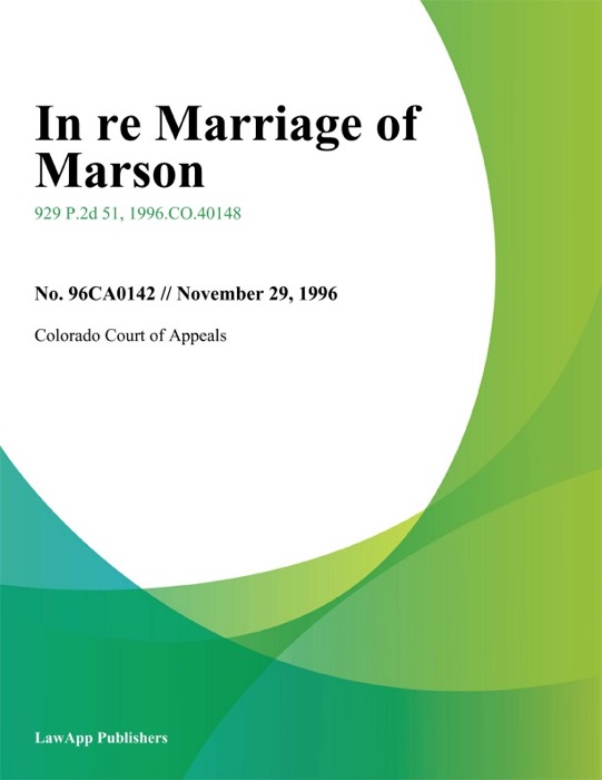 In Re Marriage Of Marson