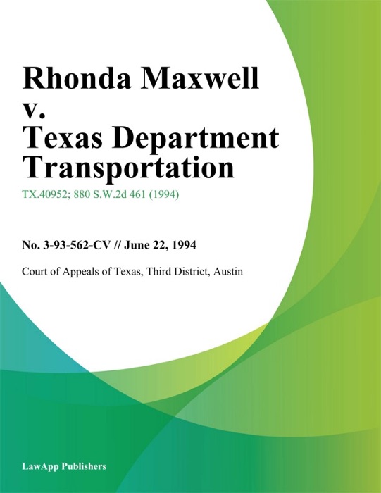 Rhonda Maxwell v. Texas Department Transportation