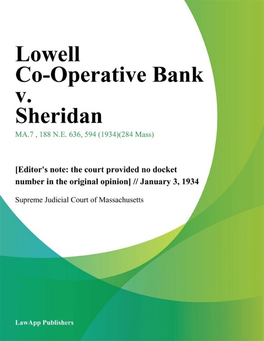 Lowell Co-Operative Bank v. Sheridan