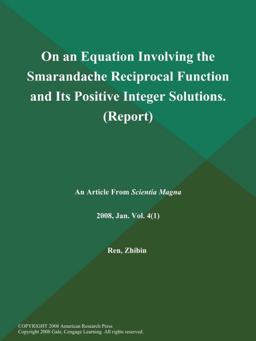 On an Equation Involving the Smarandache Reciprocal Function and Its Positive Integer Solutions (Report)