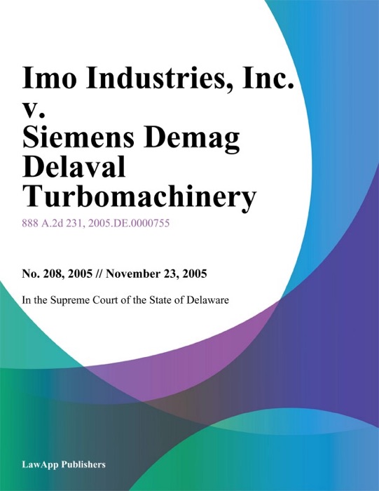 Imo Industries, Inc. v. Siemens Demag Delaval Turbomachinery