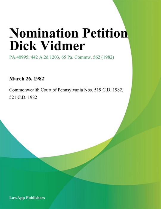 Nomination Petition Dick Vidmer