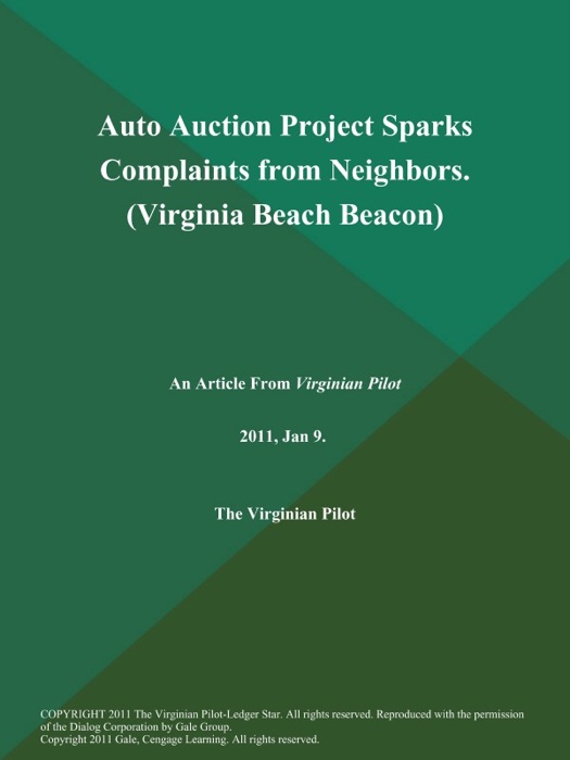 Auto Auction Project Sparks Complaints from Neighbors (Virginia Beach Beacon)