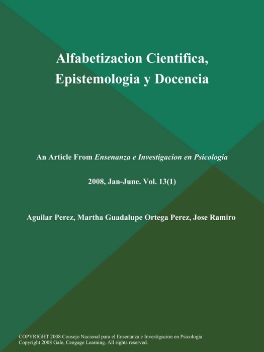 Alfabetizacion Cientifica, Epistemologia y Docencia